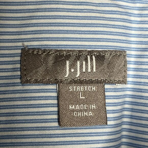J Jill Blue White  Stripes Long Sleeve Button Front Stretch Shirt Women’s Size L - Picture 3 of 5